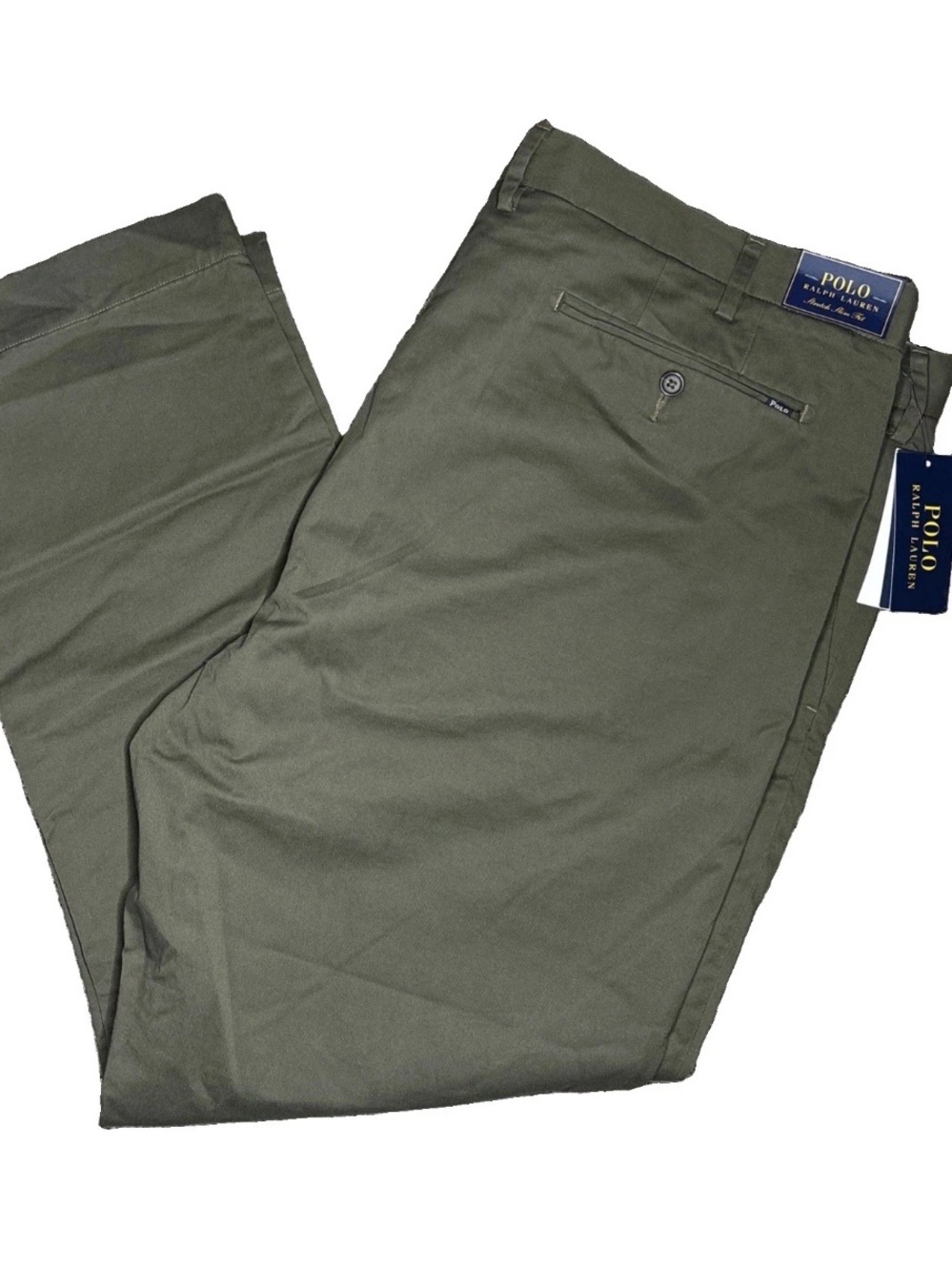 Polo Ralph Lauren Classic Chino Stretch Slim Fit Olive Green Dress Pants 42x30